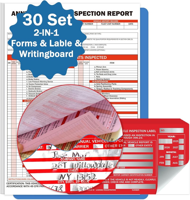 PUNCHMAN 30 Set 2-in-1 Form and Lable Keep Track Organization Kit - 30-Pk Carbonless Record Forms with Hardboard & 30-Pk Red Aluminum Adhesive Labels for File Tracking & Management - Image 1